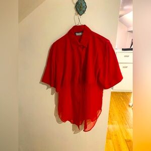 Adorable duo fabric button up shirt